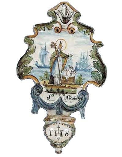 Grand bénitier de Nevers dédié à St Nicolas et à ses bateaux (www.badillet.fr)