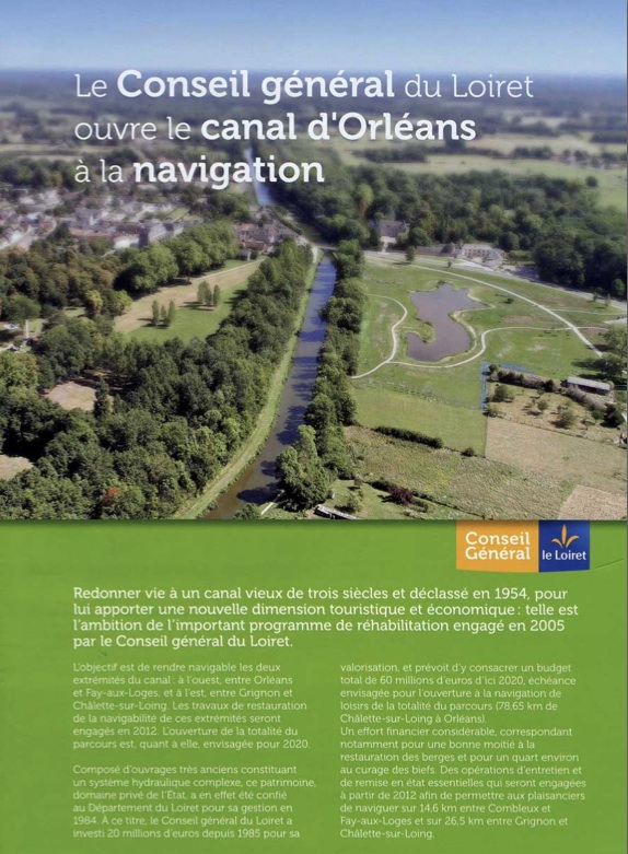 Le Loiret va rouvrir le canal d'Orléans à la navigation