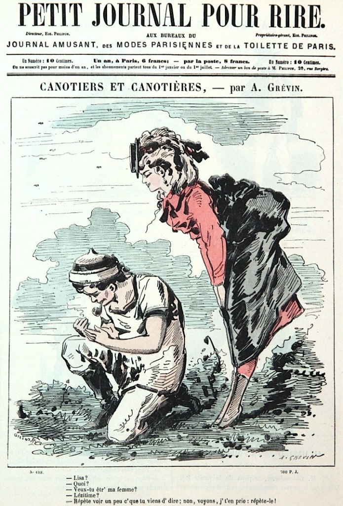 "Canots et canotières" - Dans le "Petit journal pour rire" (Dessin de A.Grévin)