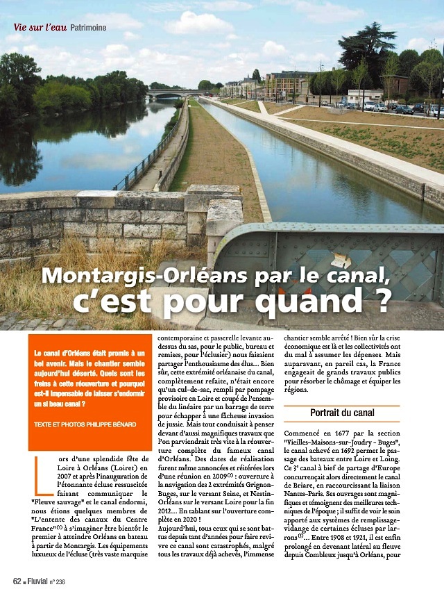 FLUVIAL n°236 - Le canal d'Orléans en question