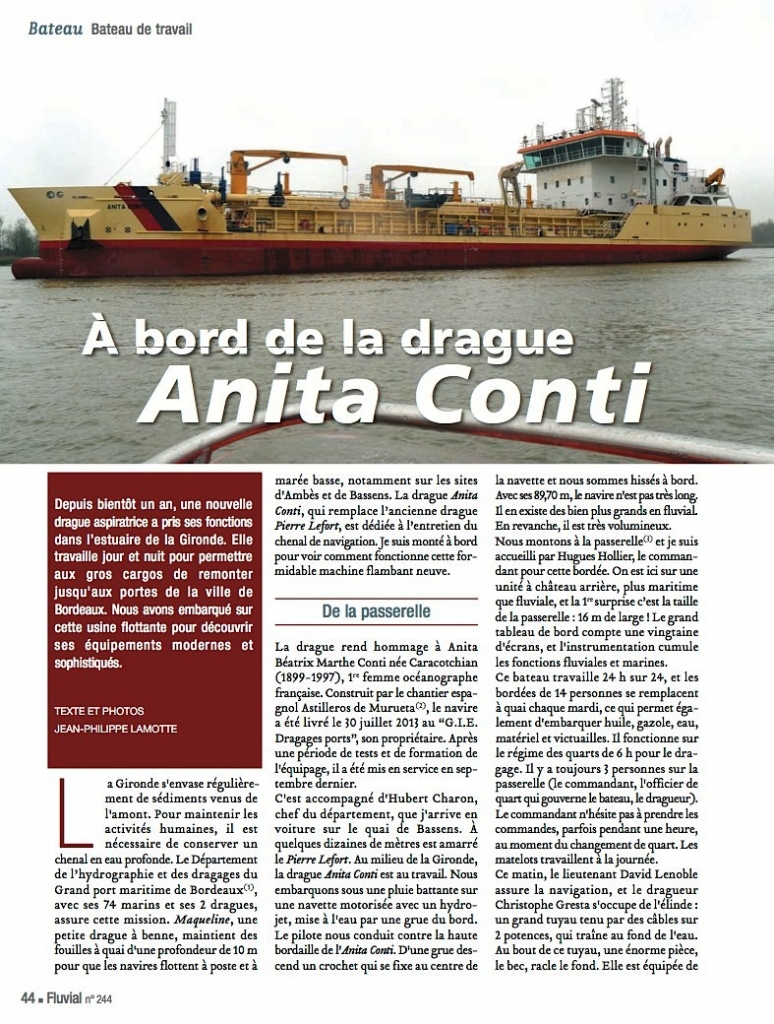 La drague "Anita Conti" sur la Gironde (Fluvial n°244)