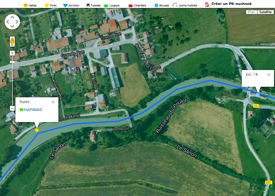 La base Hapimag de Xures au PK 205,4 du canal de la Marne au Rhin (Fluviacap)