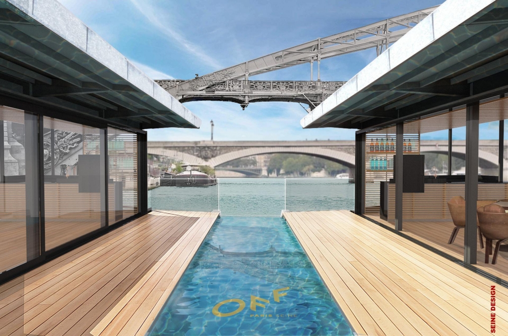 La baignade du "Off", 1er hôtel flottant parisien (Photo Seine-Design)