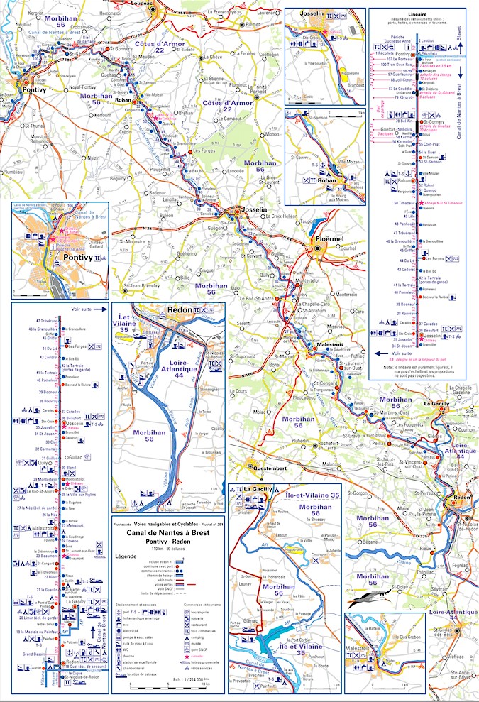 Carte fluvestre (A3) de Redon à Pontivy (cartographie M.Sandrin)