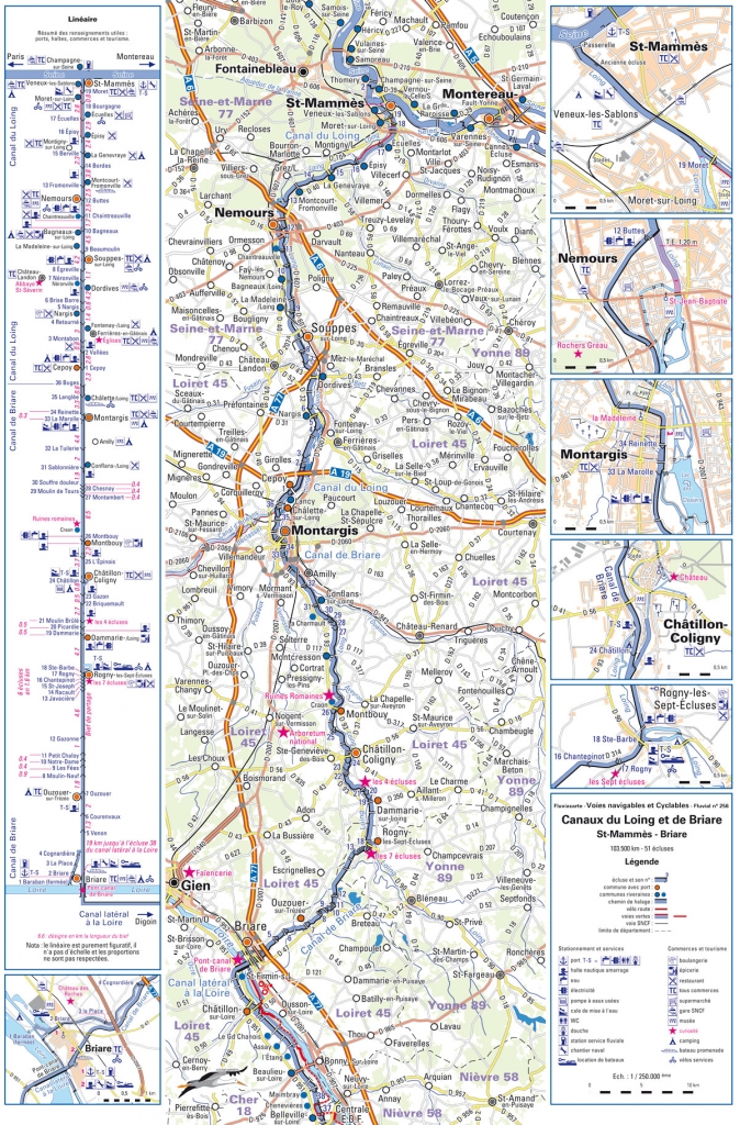 Carte des voies navigables et cyclables des canaux du Loing et de Briare (Fluvial n° 256)
