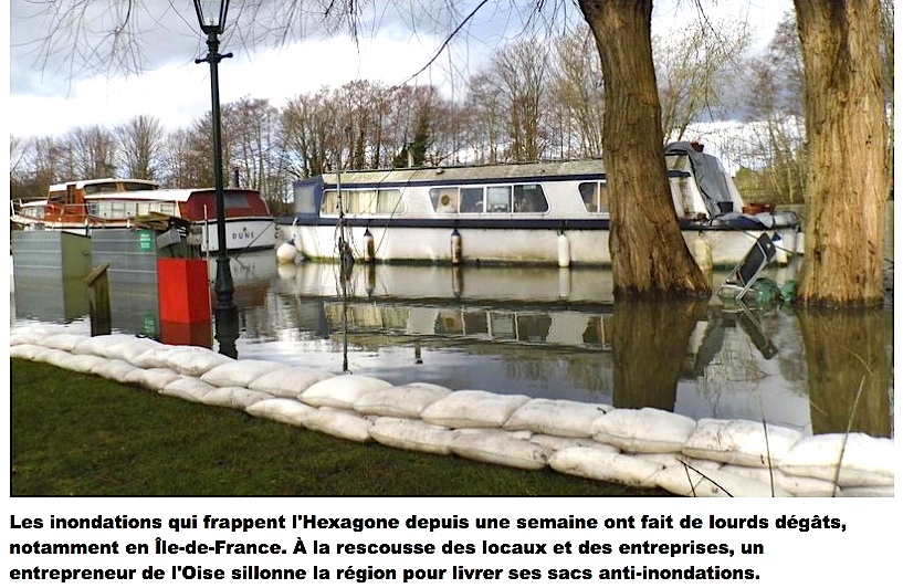 Les sacs anti-inondations (Photo "Orisques"- Le Figaro)
