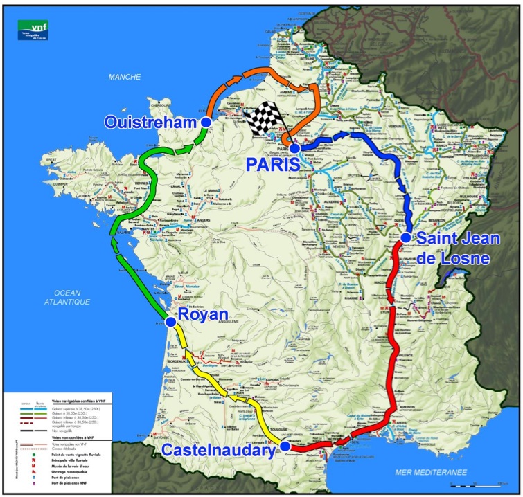 Le Tour de France à la rame, de Ch.Hedrich (Carte VNF)