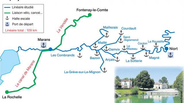 Des aménagements de haltes escales sont prévus sur plus de 100 km de voies navigables. (Infographie Ouest-France)