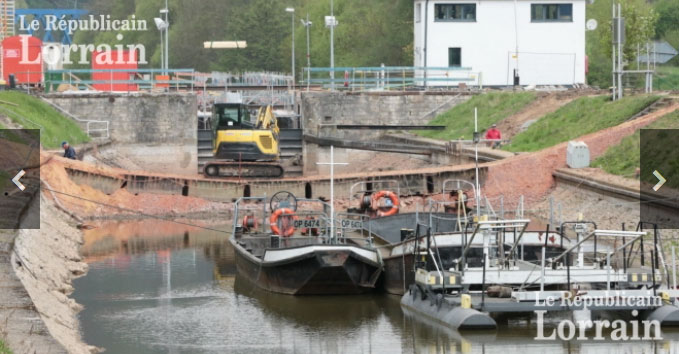 Les travaux entrepris à l’écluse de Güdingen ont pris du retard. Ils devraient s’achever en juillet et impacteront le tourisme fluvial, notamment à Sarreguemines. (Photo Thierry NICOLAS)