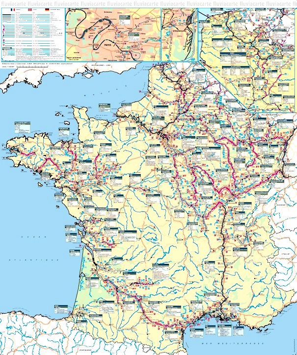 Carte de France des itinéraires fluviaux (Fluviacarte n°21)