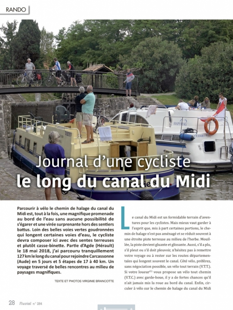 Journal d'une cycliste le long du canal du Midi - Fluvial n°284