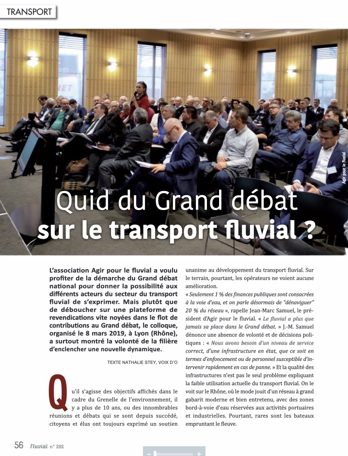 Quid du Grand débat sur le transport fluvial - Fluvial n°292