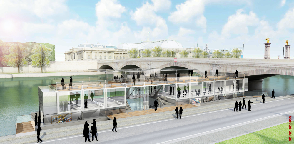 Fluctuart, centre d’art sur l’eau, ouvrira en mai face au Grand Palais (Image Seine Design)