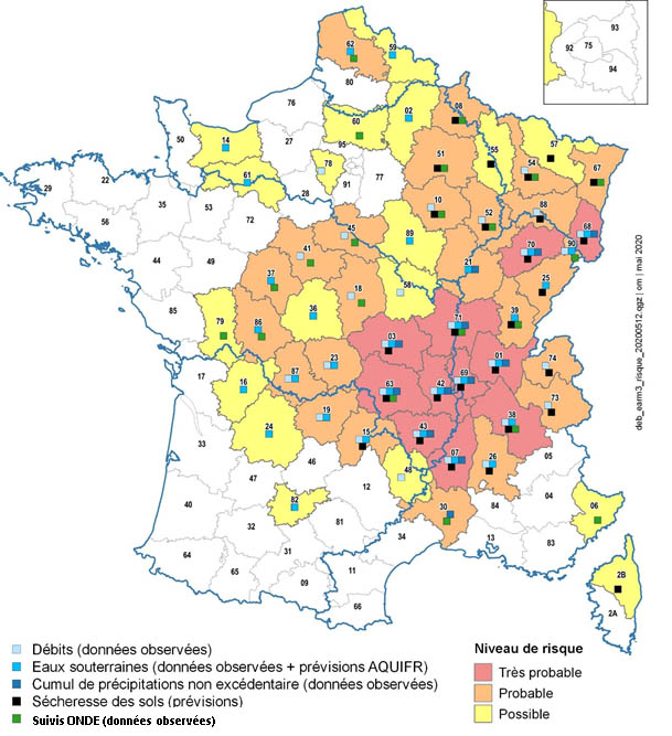 53 départements touchés dans l'Hexagone (carte extraite du site https://www.ecologique-solidaire.gouv.fr/)