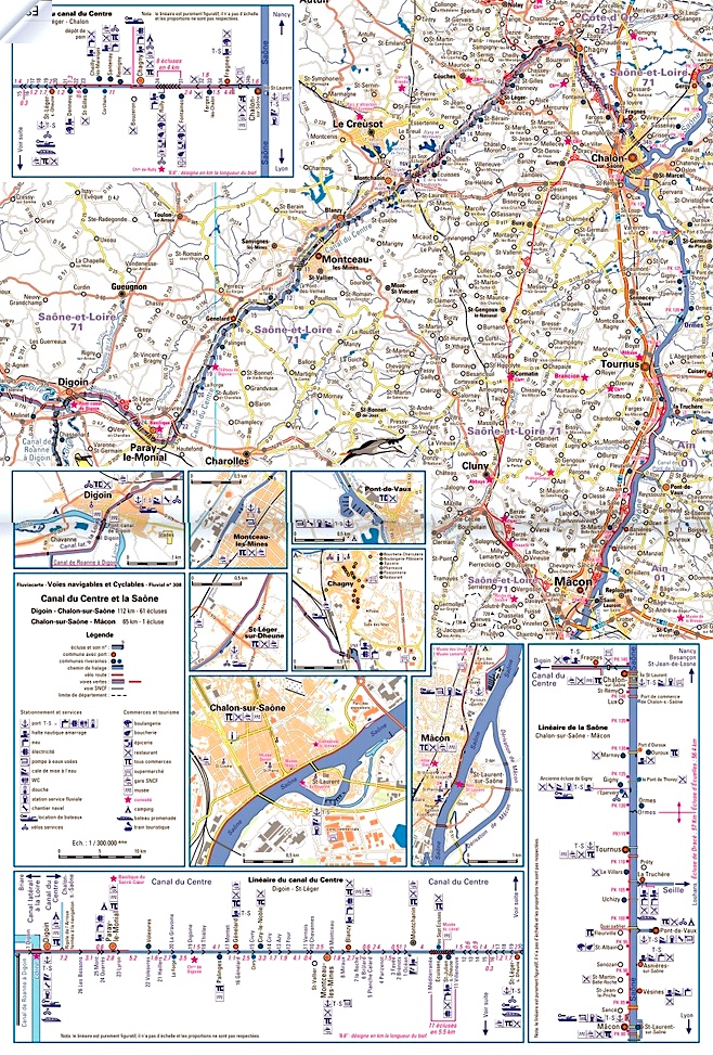 Carte fluvestre du canal du Centre et de la Saône - Fluvial n°308