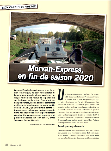 Morvan-Express en fin de saison 2020 - Fluvial 308