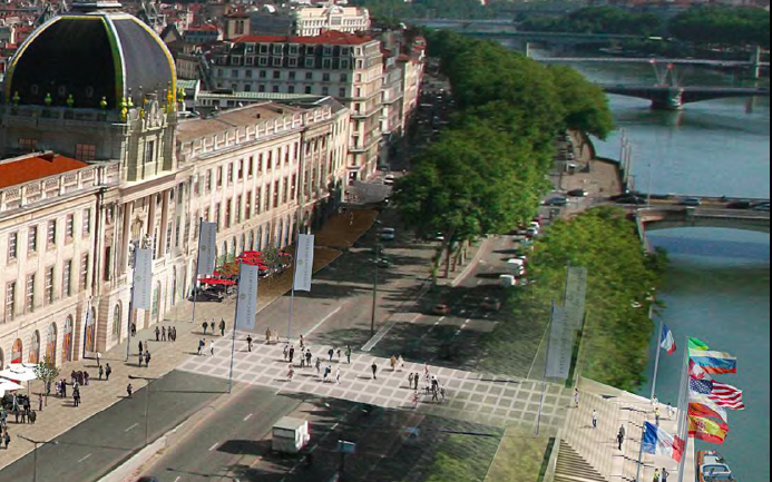 L’une des idées, dans le passé, pour un projet de réaménagement de la rive droite du Rhône. (Photo D.R.)