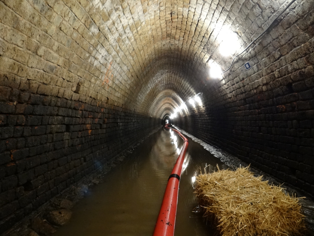 Travaux dans les parties maçonnées du tunnel de Torcy (Photo Philippe Ménager)