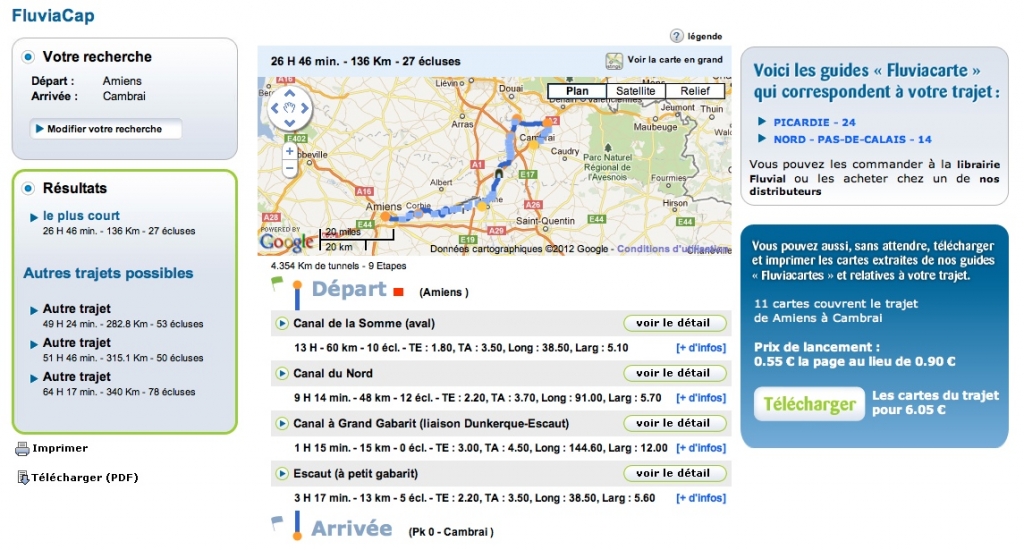 Requête "Fluviacap" - Amiens => Cambrai