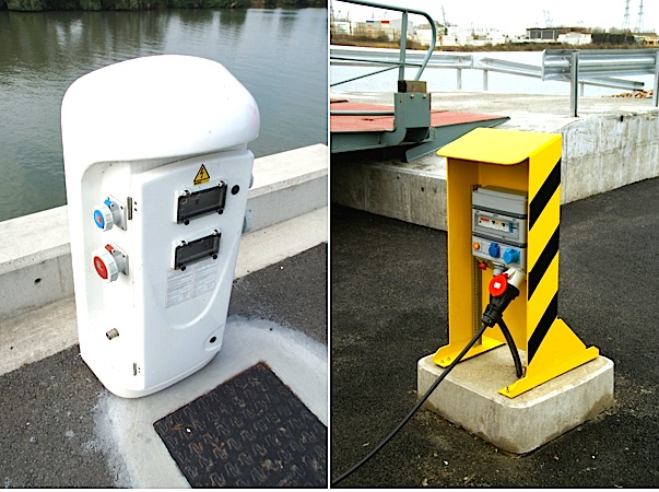 Des bornes électriques le long de la Seine pour les bateaux de commerce (Photos VNF)