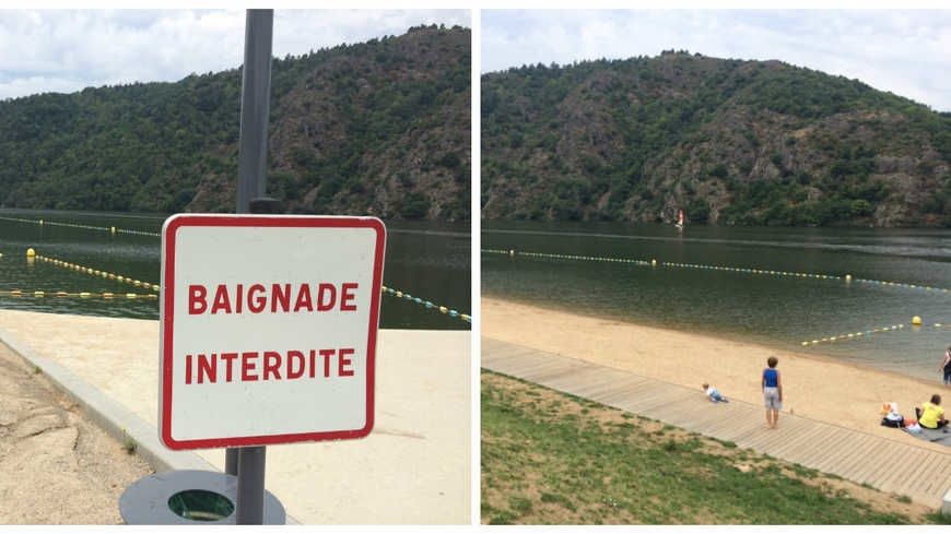 Ce panneau est rangé ce vendredi à Saint-Victor sur Loire... mais il ne saurait tarder à ressortir bientôt. (Photo Radio France - Yves Renaud)