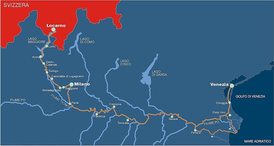 Le parcours par le Tessin et le Pô. (Infographie - D.R.)