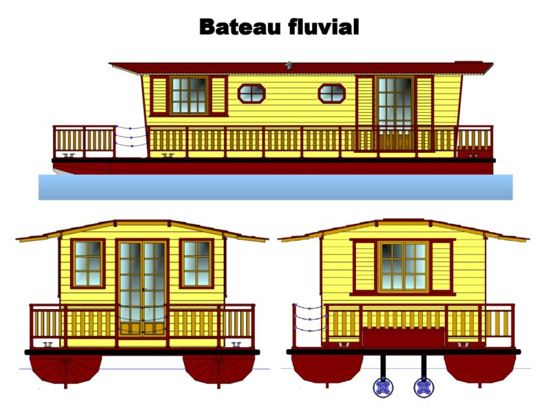Houseboat 11,59 x 4,39 - construction à terminer